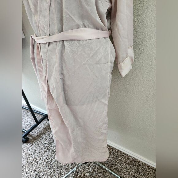 Gold Label Victoria's Secret Vintage 90s Pastel Pink Satin Paisley Long Robe S - Picture 7 of 11